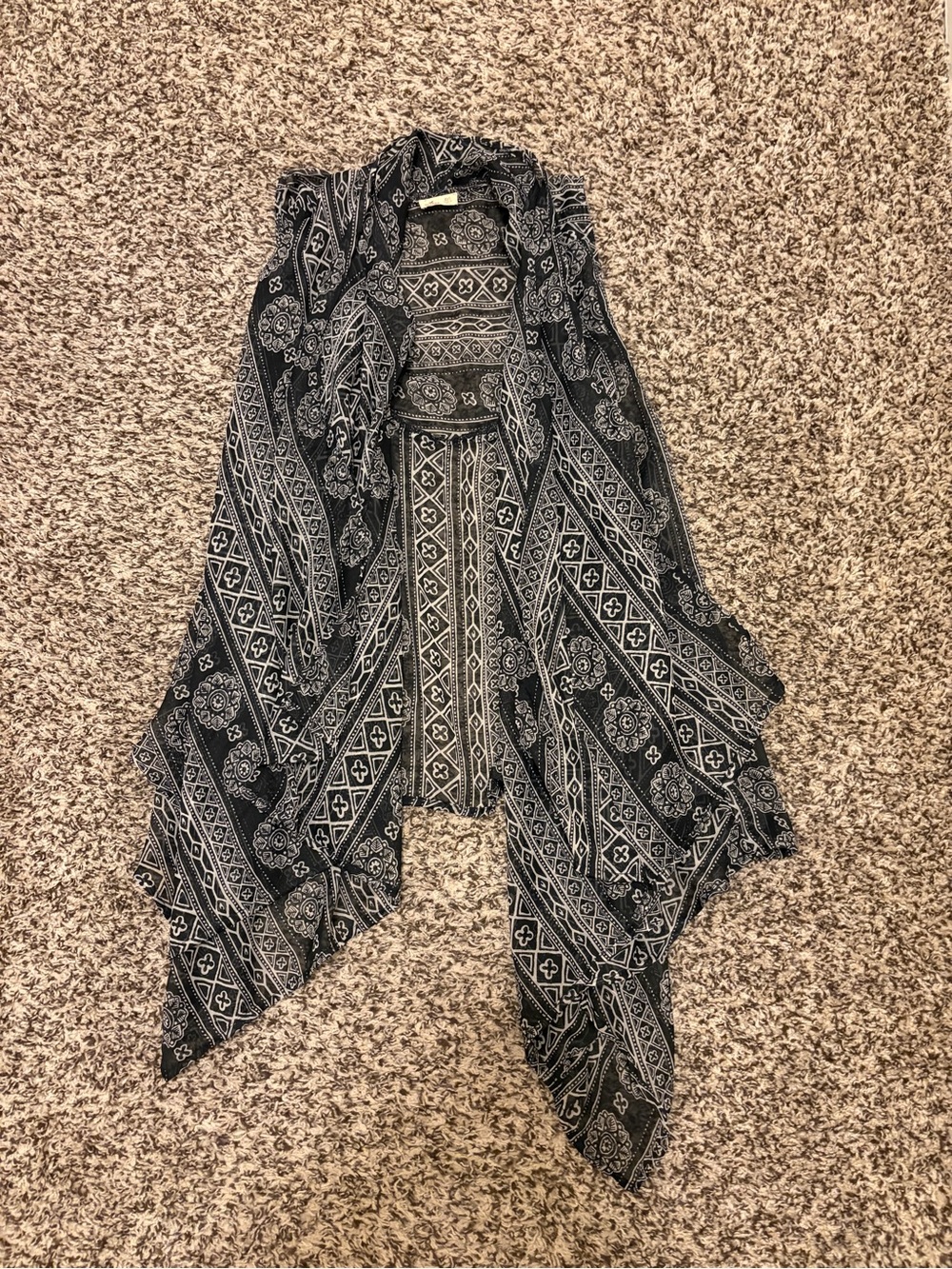 Hollister Black and White Bandana Print Sheer Sleeveless Vest